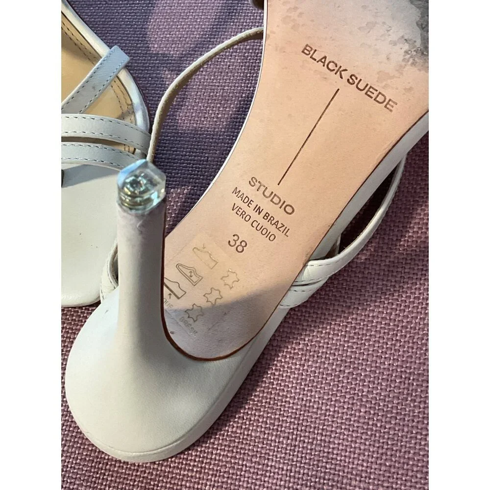 BLACK SUEDE STUDIO Cindy Sandals in White Leather 38 Womens High Heels
